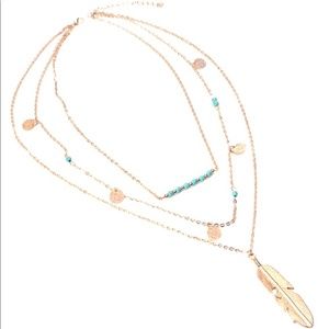 Ocean Dreams Boho fethered turqoise neckace